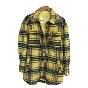 Style & Co Shacket retro style Sz L NWT front pockets yellow plaid